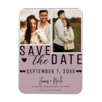 Dusty Rose Pink Save the Date 2 Photo Wedding