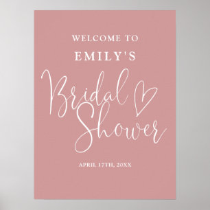 Dusty Rose Pink Script Bridal Shower Welcome Sign
