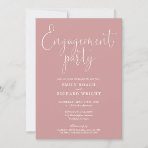 Dusty Rose Pink Script Engagement Party Invitation