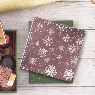 Dusty Rose Pink Snowflakes Elegant Winter Holiday Notebook