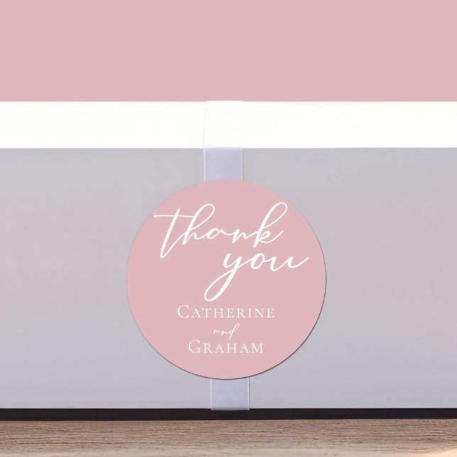Dusty Rose Pink Typography Custom Wedding Classic Round Sticker (Creator Uploaded)