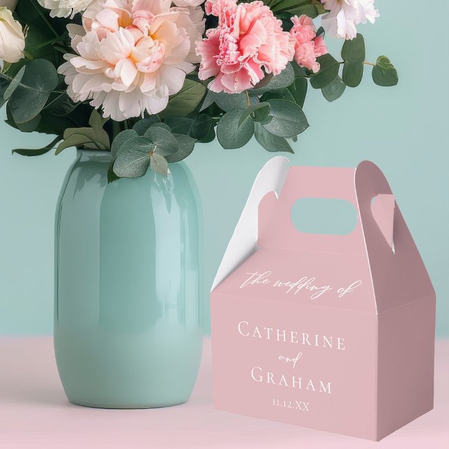 Dusty Rose Pink Typography Feminine Wedding Favour Box (Creator Uploaded)