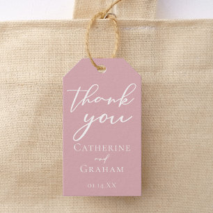 Dusty Rose Pink Typography Feminine Wedding Gift Tags