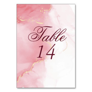 Dusty Rose Pink Watercolor Splash Table Number