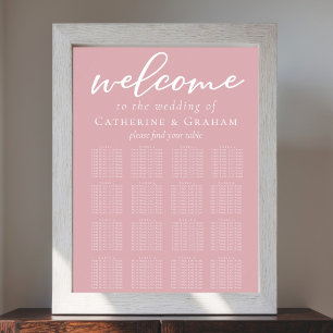 Dusty Rose Pink Wedding 16 Table Seating Chart