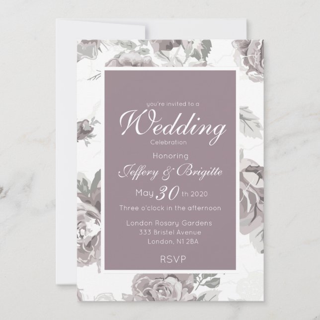 Dusty rose pink wedding announcement (Front)