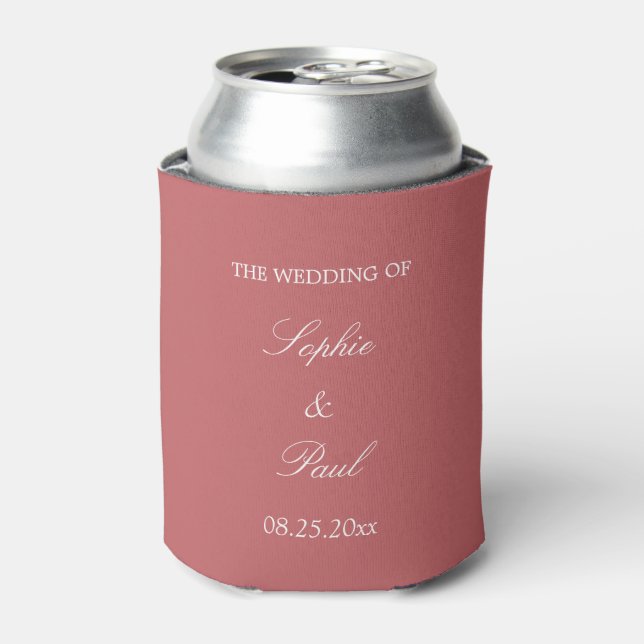Dusty Rose Pink Wedding Favour Can Cooler (Can Front)