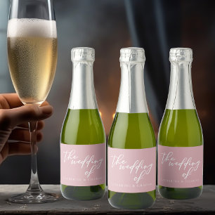 Dusty Rose Pink Wedding Personalised Mini Sparkling Wine Label