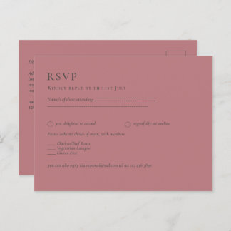 Dusty Rose Pink Wedding  Postcard