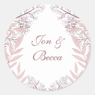 Dusty Rose Pink Wedding Vintage Botanical Classic Round Sticker