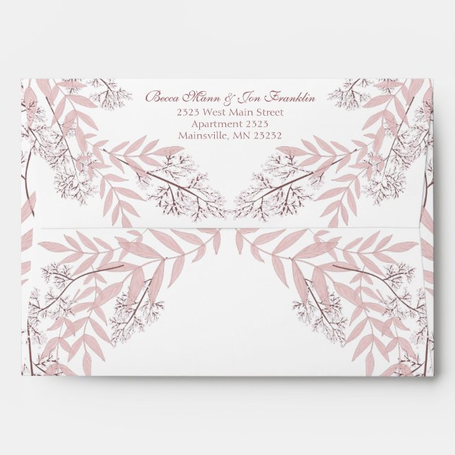Dusty Rose Pink Wedding Vintage Botanical Envelope (Back (Top Flap))
