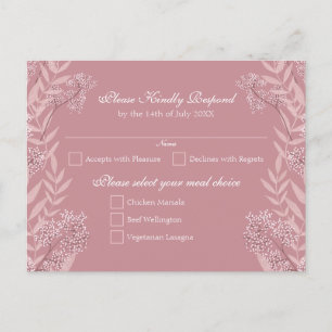 Dusty Rose Pink Wedding Vintage Botanical Holiday Postcard