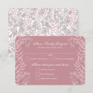 Dusty Rose Pink Wedding Vintage Botanical Invitation