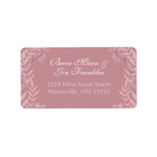 Dusty Rose Pink Wedding Vintage Botanical Label
