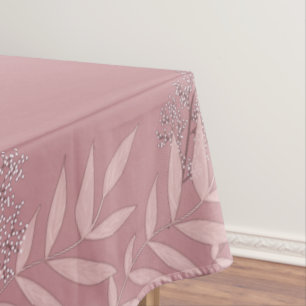 Dusty Rose Pink Wedding Vintage Botanical Tablecloth