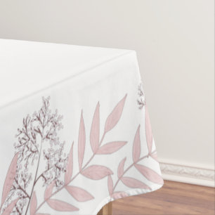 Dusty Rose Pink Wedding Vintage Botanical Tablecloth