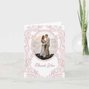 Dusty Rose Pink Wedding Vintage Botanical Thank You Card