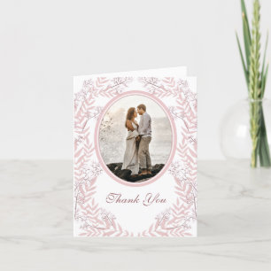 Dusty Rose Pink Wedding Vintage Botanical Thank You Card