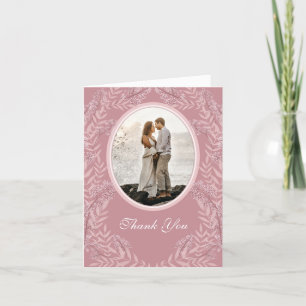 Dusty Rose Pink Wedding Vintage Botanical Thank You Card