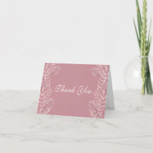 Dusty Rose Pink Wedding Vintage Botanical Thank You Card