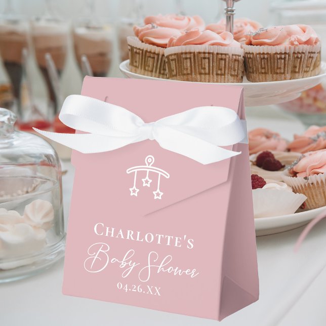 Dusty Rose Pink White Baby Shower Custom Favour Box (Creator Uploaded)