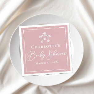 Dusty Rose Pink White Personalised Baby Shower Napkin