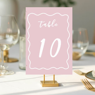 Dusty Rose Pink White Whimsy Scallop Border  Table Number