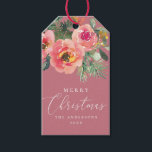 Dusty Rose Pink Winter Floral | Romantic Christmas Gift Tags<br><div class="desc">Infuse your holiday gifts with soft winter elegance using this dusty rose pink Christmas tag. Featuring delicate blush florals, dusky pink clay undertones, festive pine greenery, and graceful script typography, this design brings a romantic and refined feel to your seasonal wrapping. The warm tones create a charming contrast that’s both...</div>