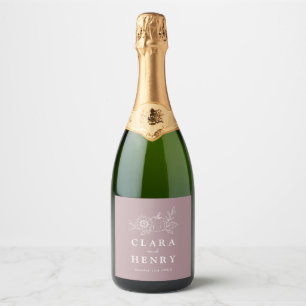Dusty Rose Pumpkin Sunflower Wedding Champagne Sparkling Wine Label