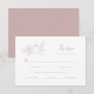 Dusty Rose Pumpkin Sunflower Wedding RSVP Card