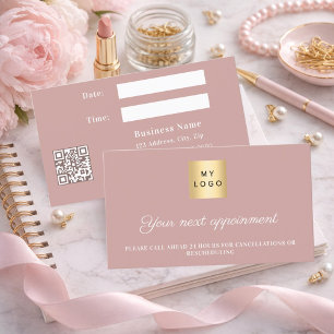 Dusty rose QR business logo appointment card