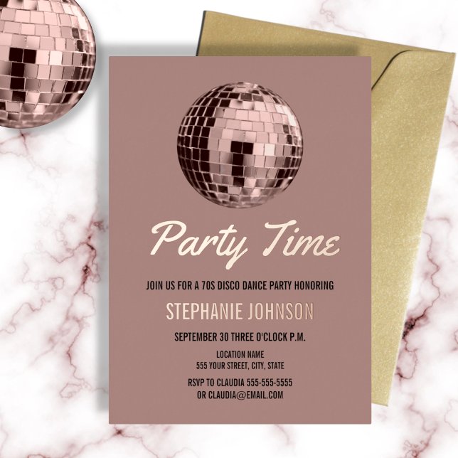 Dusty Rose Retro 70s Disco Ball Birthday Party  (Creator Uploaded)