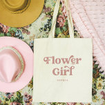 Dusty Rose Retro Boho Typography | Flower Girl<br><div class="desc">This trendy,  simple tote bag features the words "Flower Girl" in retro dusty rose pink typography,  along with a space for her name,  and is the perfect boho gift for members of your bridal party.</div>