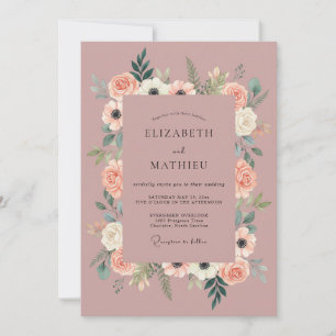 Dusty Rose Romantic Botanical Wedding Invitation