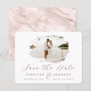 Dusty Rose Romantic Brushed Frame with Photo Save The Date