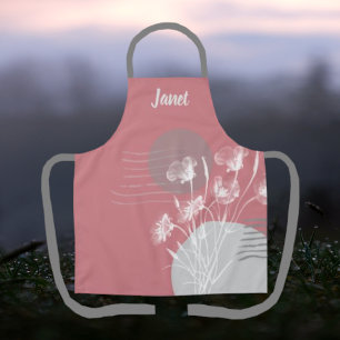 Dusty Rose Romantic Minimalist Floral Apron