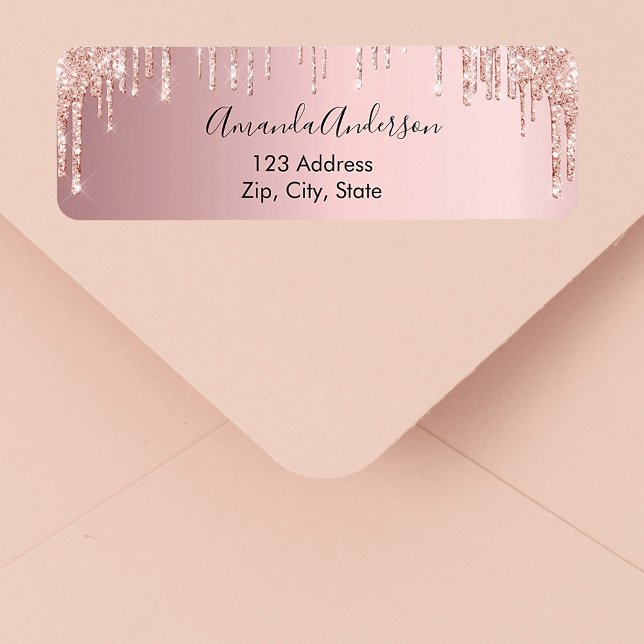 Dusty rose rose gold return address label (Creator Uploaded)