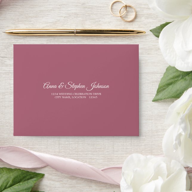 Dusty Rose RSVP Return Envelope (Wedding)