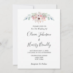 Dusty Rose Rustic Eucalyptus Greenery Wedding   Invitation