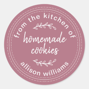 Dusty Rose Rustic Homemade Cookies Personalised Classic Round Sticker