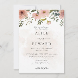 Dusty Rose & Sage Floral Garden Wedding Invitation