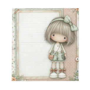 Dusty Rose Sage Green Ash Blonde Vintage Floral Gi Notepad