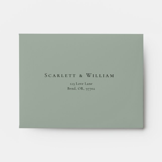Dusty Rose Sage Green Self Addressed Wedding RSVP Envelope (Front)