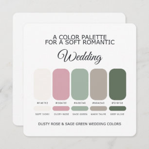 Dusty Rose Sage Green Wedding Color Palette Card