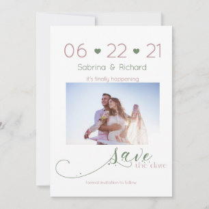 Dusty Rose & Sage Photo Minimalist Save the Date
