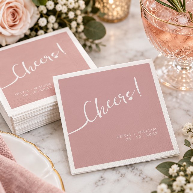 Dusty Rose Script Cheers Wedding Napkin (Dusty Rose Script Cheers Wedding)