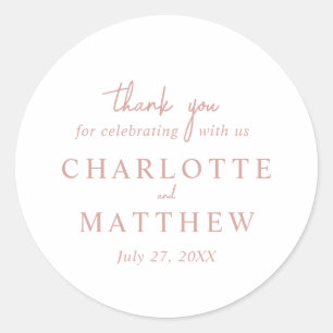 Dusty Rose Script Thank You Wedding Sticker