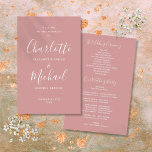 Dusty Rose Signature Script Wedding Program<br><div class="desc">Dusty rose signature script wedding program featuring chic modern typography,  this stylish wedding program can be personalised with your special wedding day information. Designed by Thisisnotme©</div>