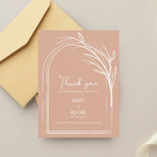 Dusty Rose Simple Arch Botanical Wedding Thank You Postcard