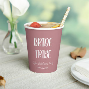 Dusty Rose Simple Colour Wedding Bride Tribe Paper Cups